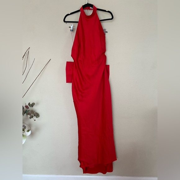 HOUSE OF CB 'Ilaria' Red Bow Halter Maxi Dress NWOT size XS - Picture 6 of 11